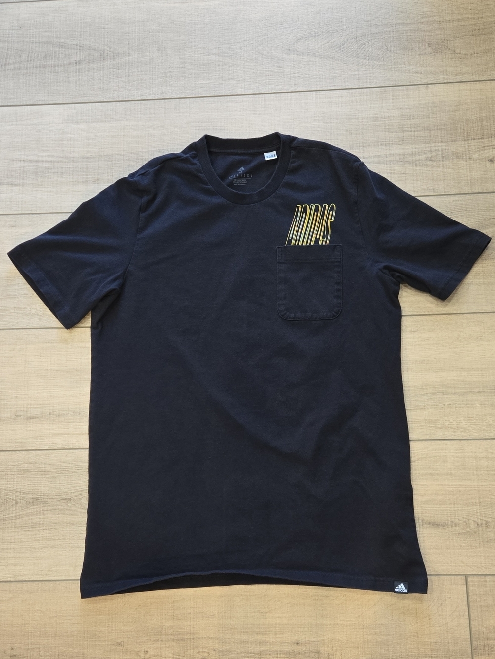 adidas Men's Navy Short Sleeve Pocket Tee with Gold Logo